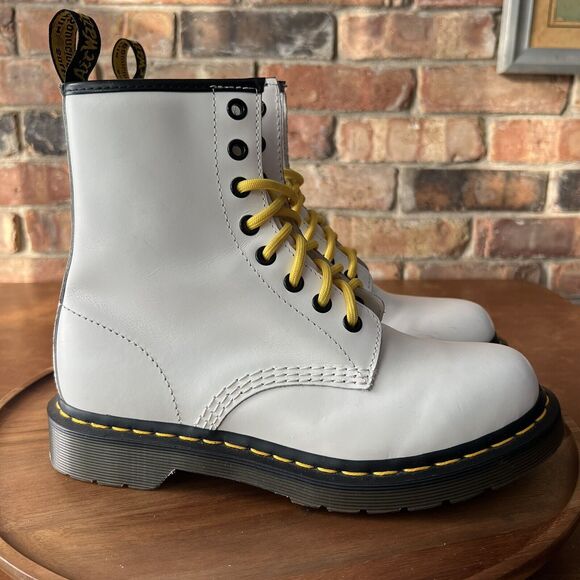 Dr Doc Docs Martens 1460 White Leather Combat Women's Boots Size UK 5 US 7 - Picture 13 of 16
